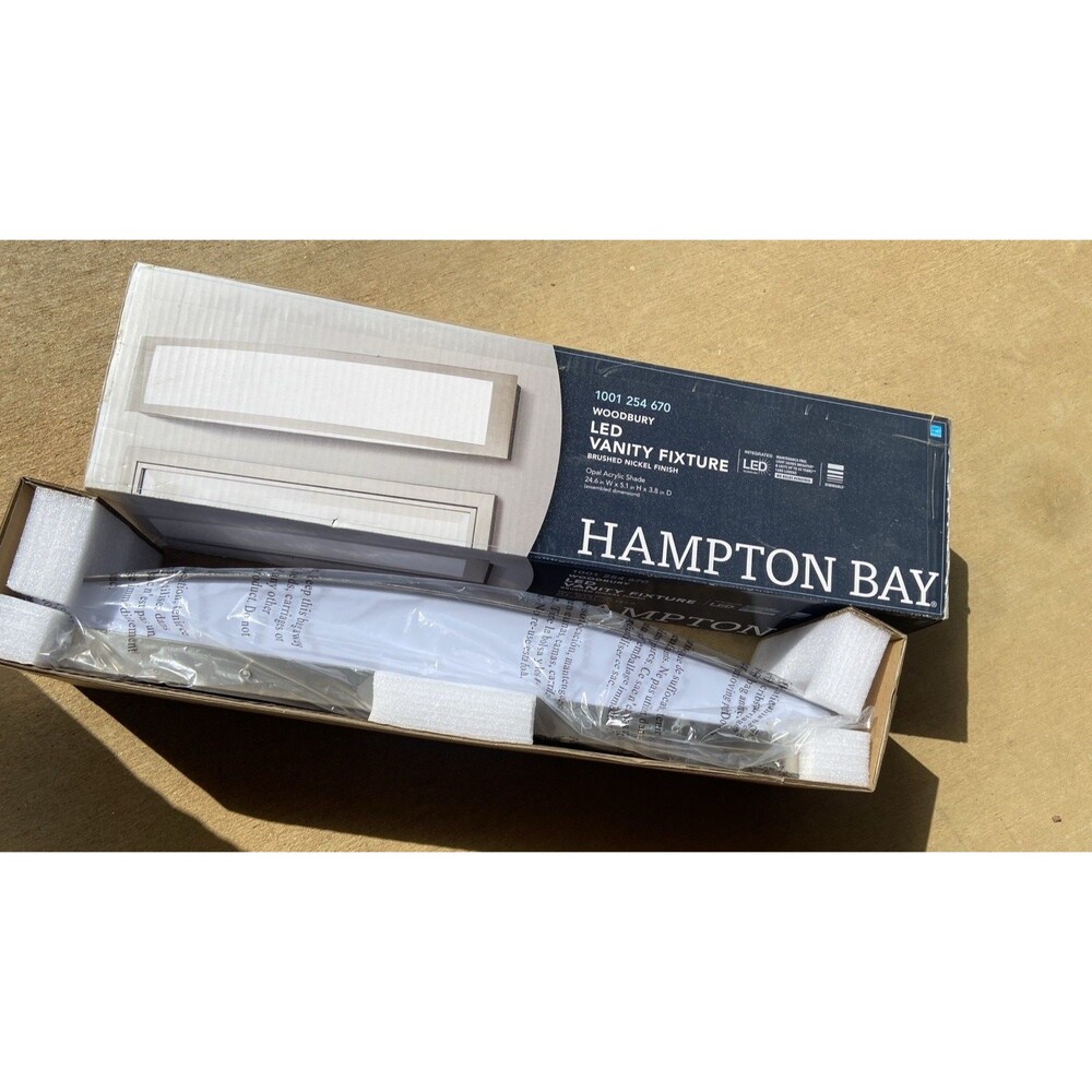 Hampton Bay Woodbury 24.6 " 1-Light Brushed Nickel LED Bathroom Vanity Light NEW